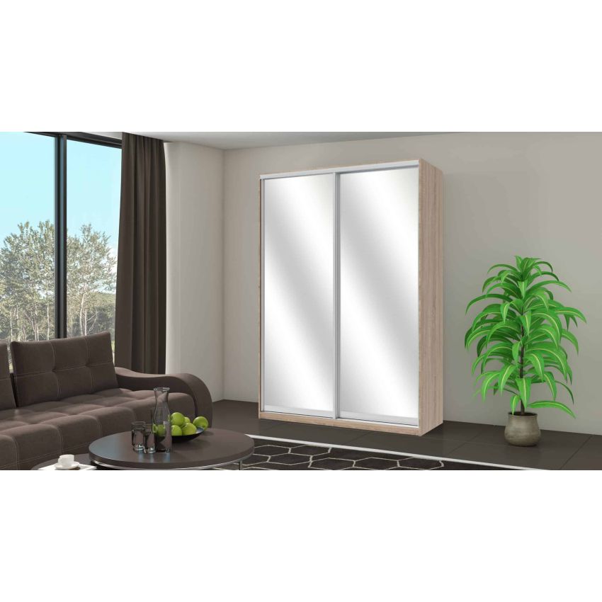 Dressing irma cu oglinda, sonoma, 150x225x60 cm, 2 usi culisante