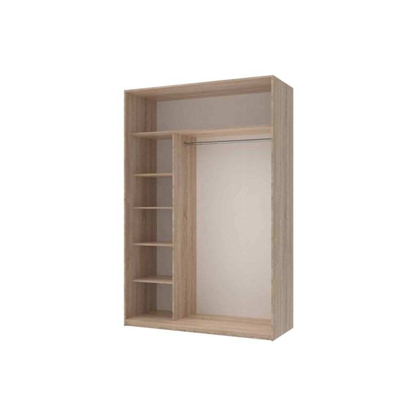 Dressing irma cu oglinda, sonoma, 150x225x60 cm, 2 usi culisante