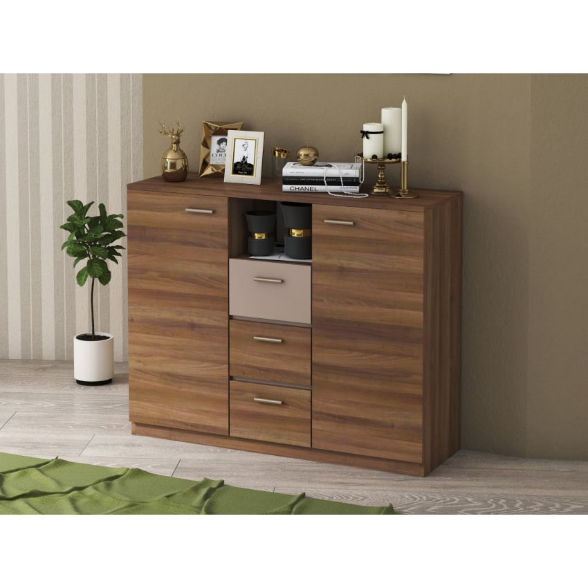 Set dormitor effect, nuc, dulap 150 cm, pat 160x200 cm, 2 noptiere, comoda