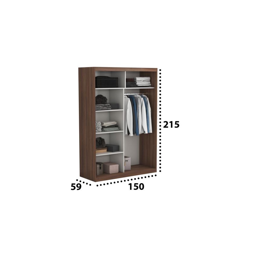 Set dormitor effect, nuc, dulap 150 cm, pat 160x200 cm, 2 noptiere, comoda