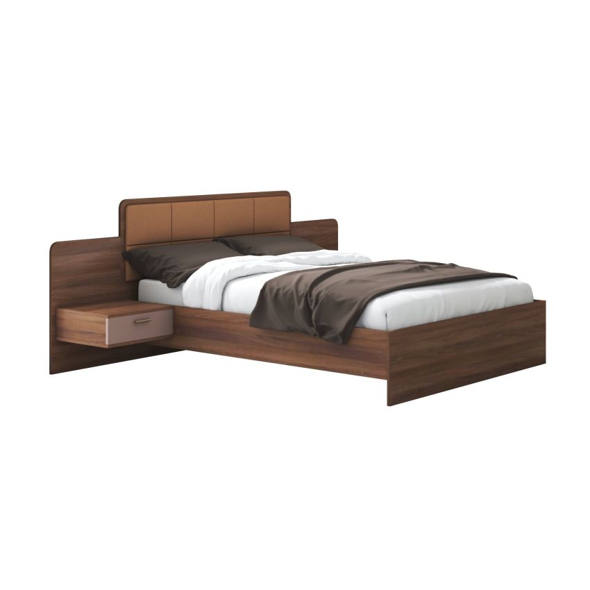 Set dormitor effect, nuc, dulap 150 cm, pat 160x200 cm, 2 noptiere, comoda