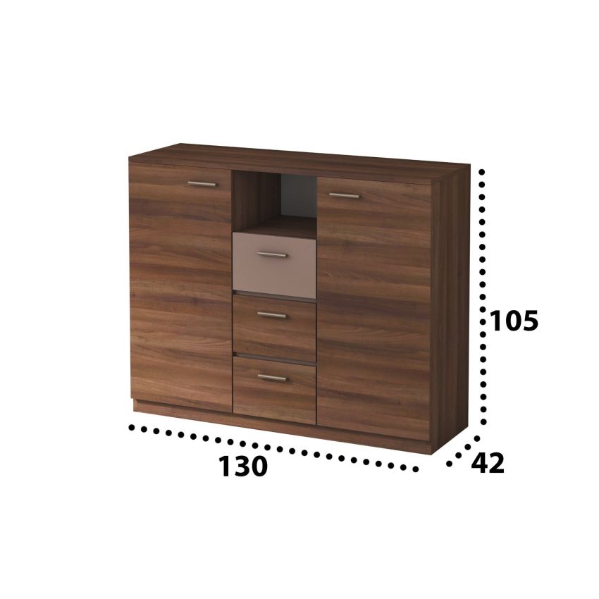 Set dormitor effect, nuc, dulap 150 cm, pat 160x200 cm, 2 noptiere, comoda