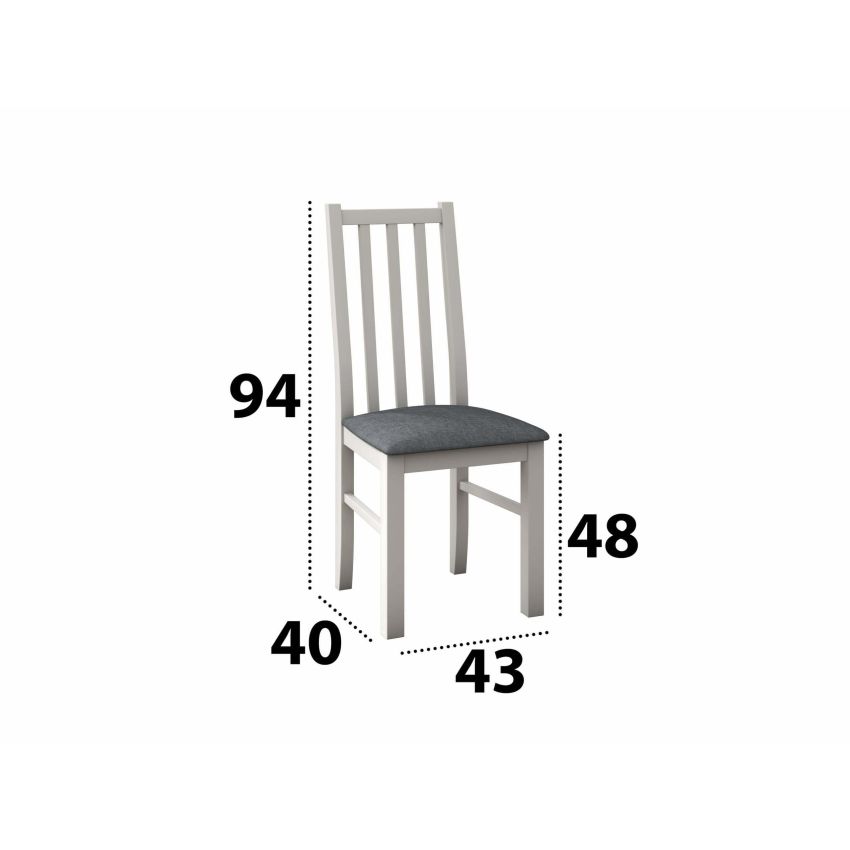 Set masa extensibila 140x180cm cu 4 scaune tapitate, mb-21 modena1 si s-38 boss10 b11, alb/grafit, lemn masiv de fag, stofa