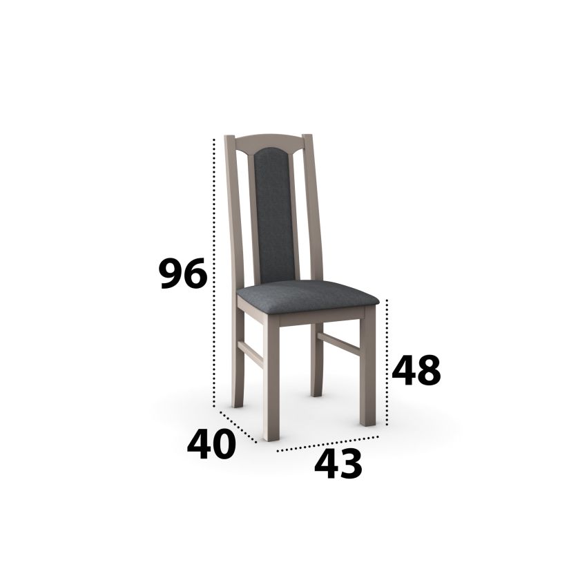 Set masa extensibila 120x150cm cu 4 scaune tapitate, mb-13 max5 si s-37 boss7 s11, sonoma, lemn masiv de fag, stofa