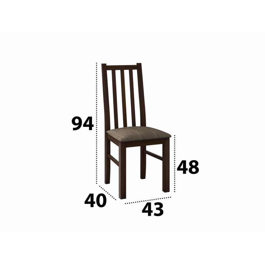 Set masa extensibila 160x200cm cu 4 scaune tapitate, mb-12 venus1 si s-38 boss10 o2, nuc, lemn masiv de fag, stofa