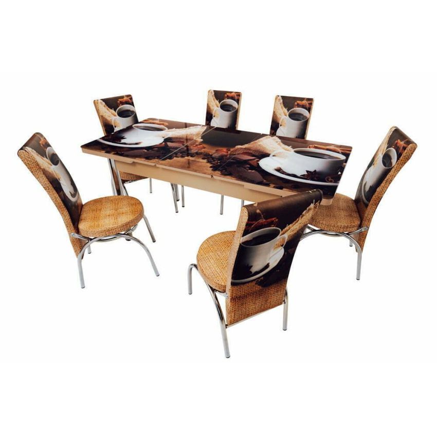 Set masa mercan cu 6 scaune , cesti