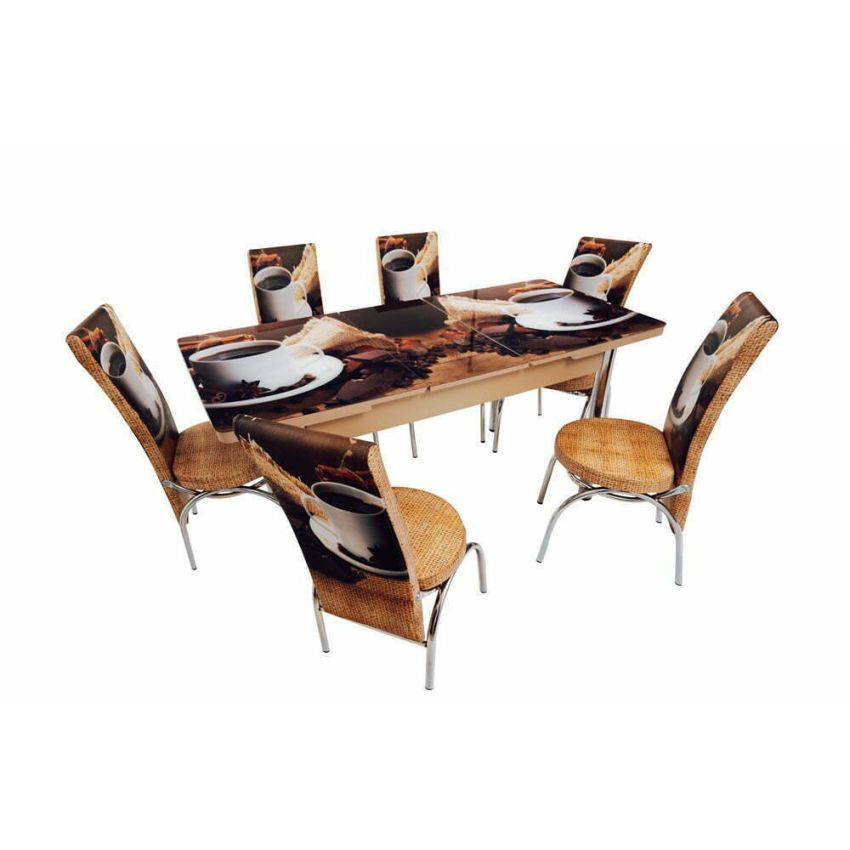 Set masa mercan cu 6 scaune , cesti