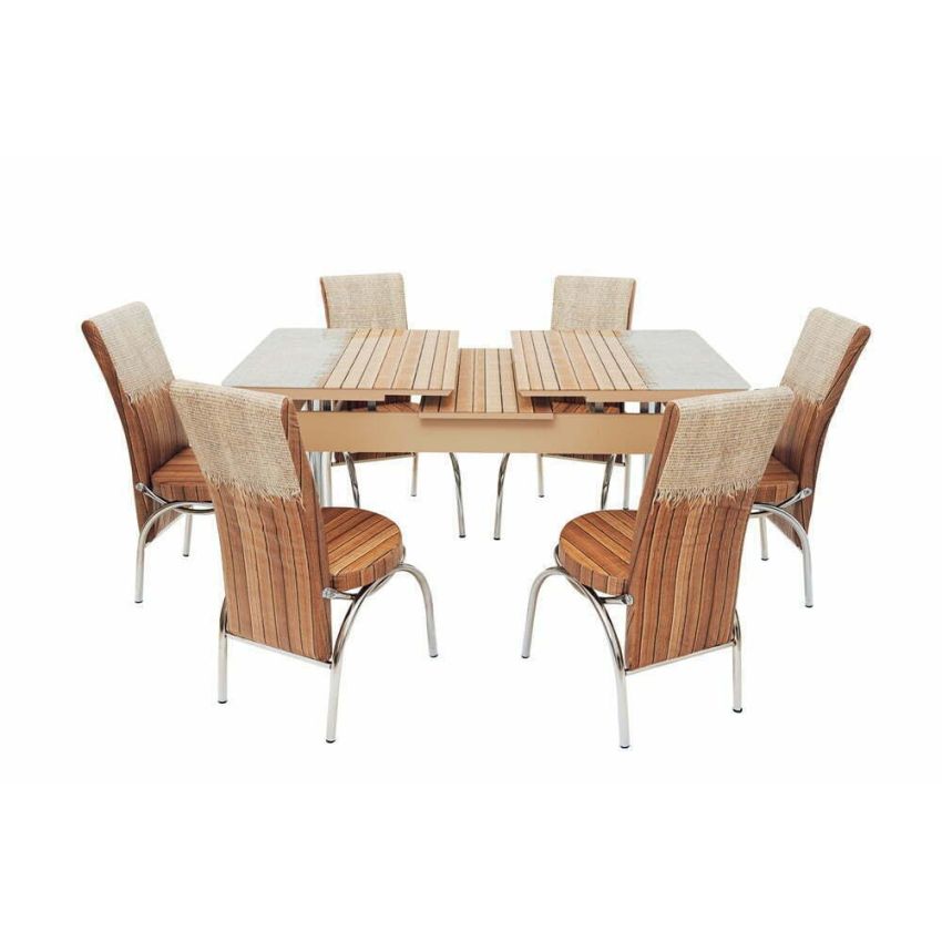 Set masa mercan cu 6 scaune , rustic