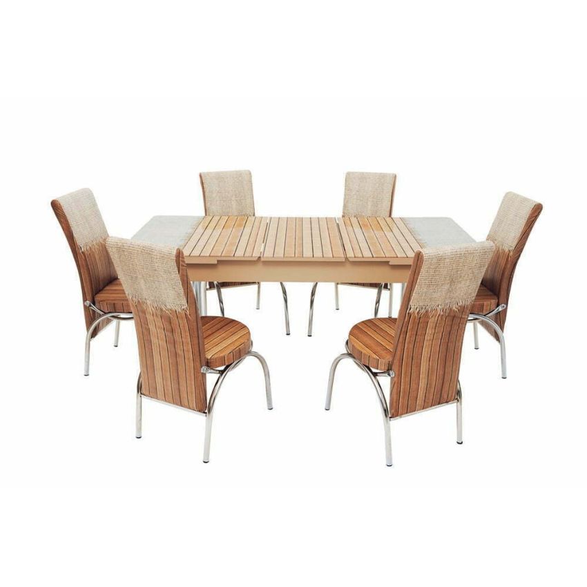 Set masa mercan cu 6 scaune , rustic