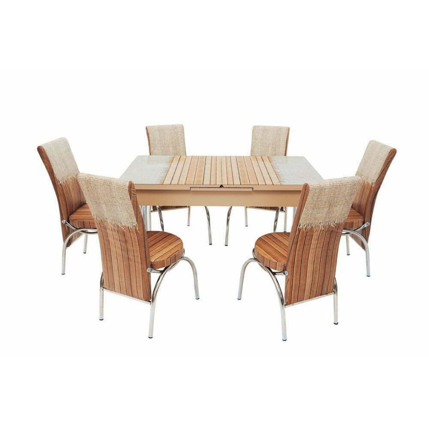 Set masa mercan cu 6 scaune , rustic