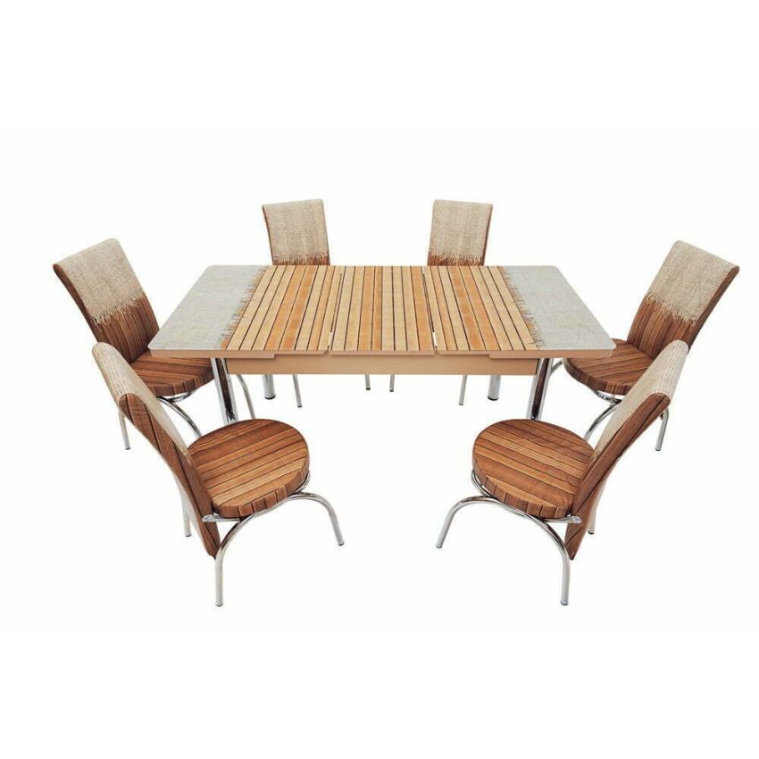 Set masa mercan cu 6 scaune , rustic
