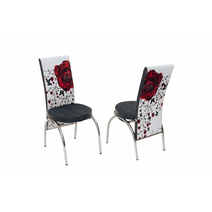Set masa mercan cu 6 scaune , trandafiri rosii