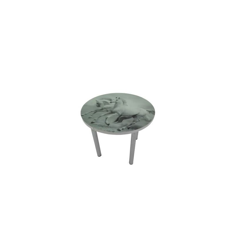 Masa rotunda sticla cu model sabit, (cai)