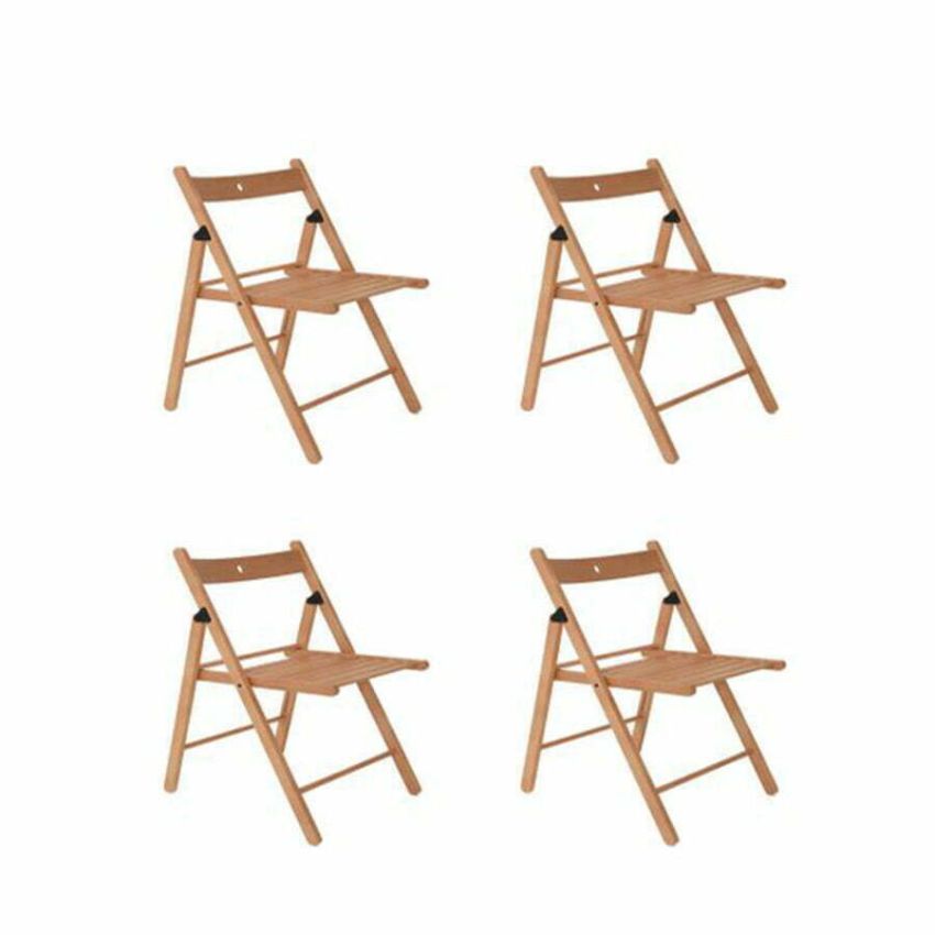 Set 4 scaune bucătărie pliante natur