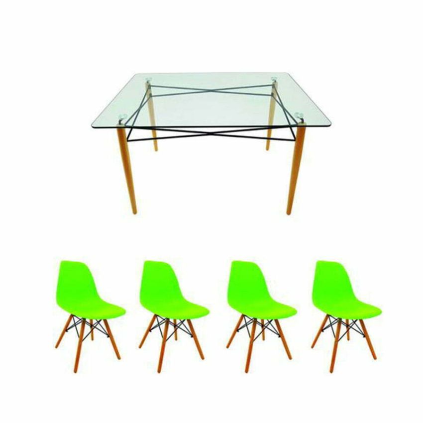 Set masă cu 4 scaune, mb-61, culoare verde