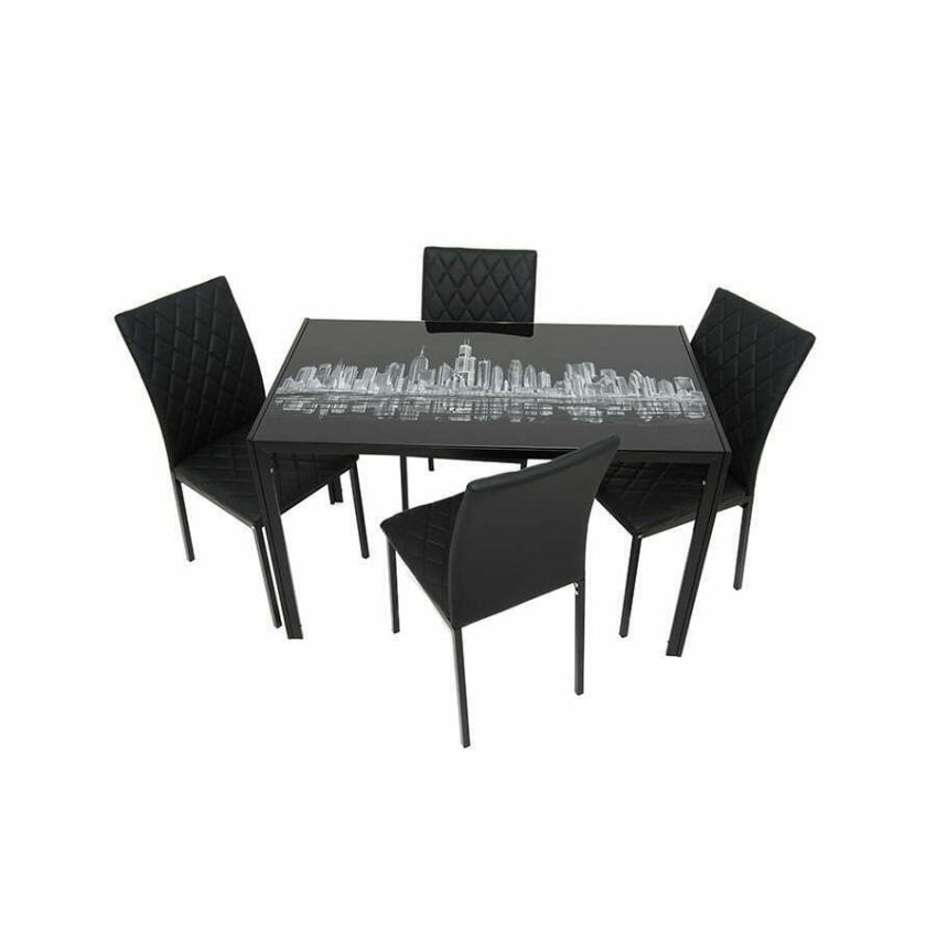 Set masă cu 4 scaune, mbs-15 negru
