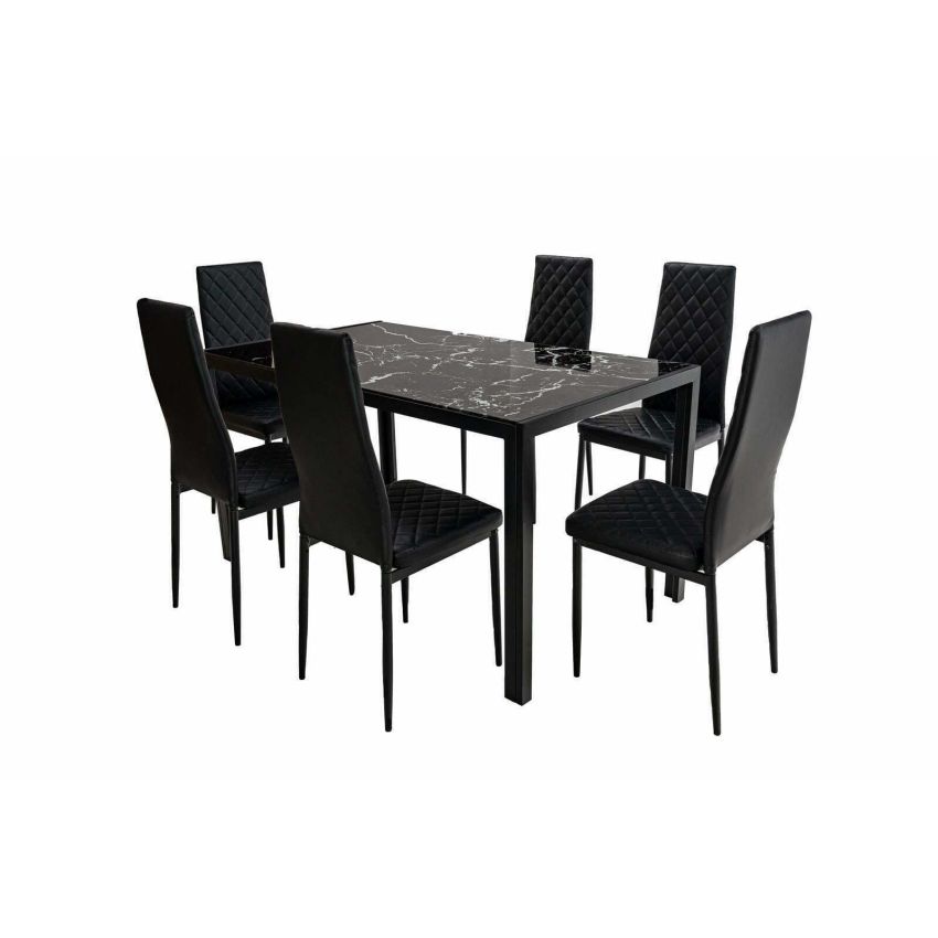 Set masă cu 6 scaune, mbs-21 negru