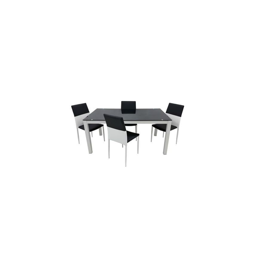 Set masa bucatarie cu 4 scaune, negru/alb, mb-47na+s-89na