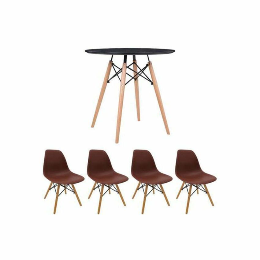 Set masa cu 4 scaune, mb-63 n, 80 x 80 x 74 cm, culoare maro