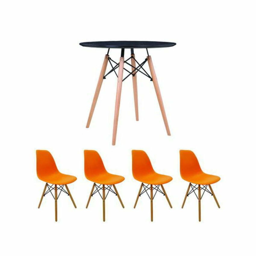 Set masa cu 4 scaune, mb-63 n, 80 x 80 x 74 cm, s-114 p culoare portocaliu