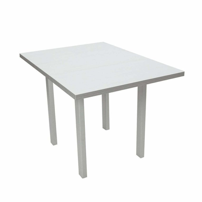 Masa living max7 b, bialy, extensibila 80/110x80x76 cm, lemn masiv de fag/pal