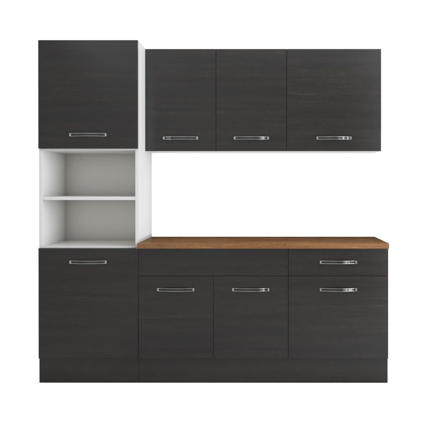 Bucatarie Sofia 200 cm, Wenge, Blat termic nuc, Corp cuptor incorporabil