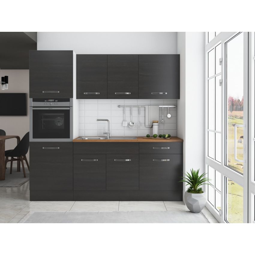 Bucatarie Sofia 200 cm, Wenge, Blat termic nuc, Corp cuptor incorporabil