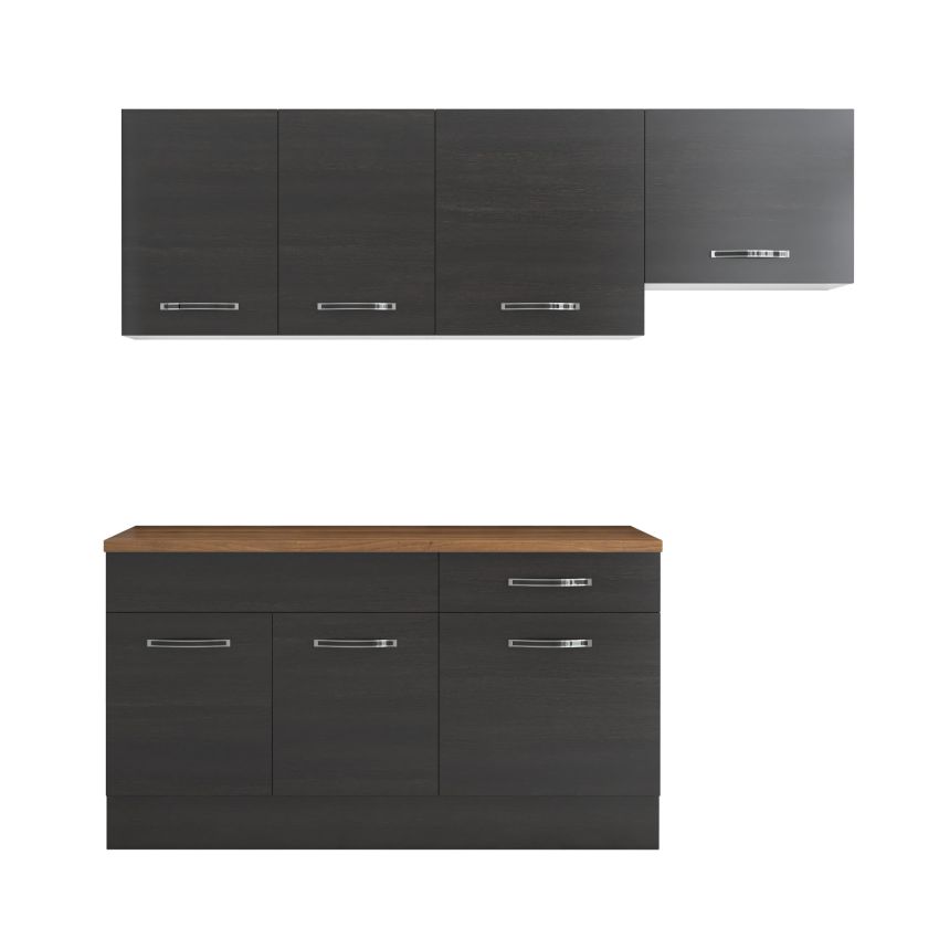 Bucatarie Sofia 200 cm, Wenge, Blat termic nuc, Corp hota