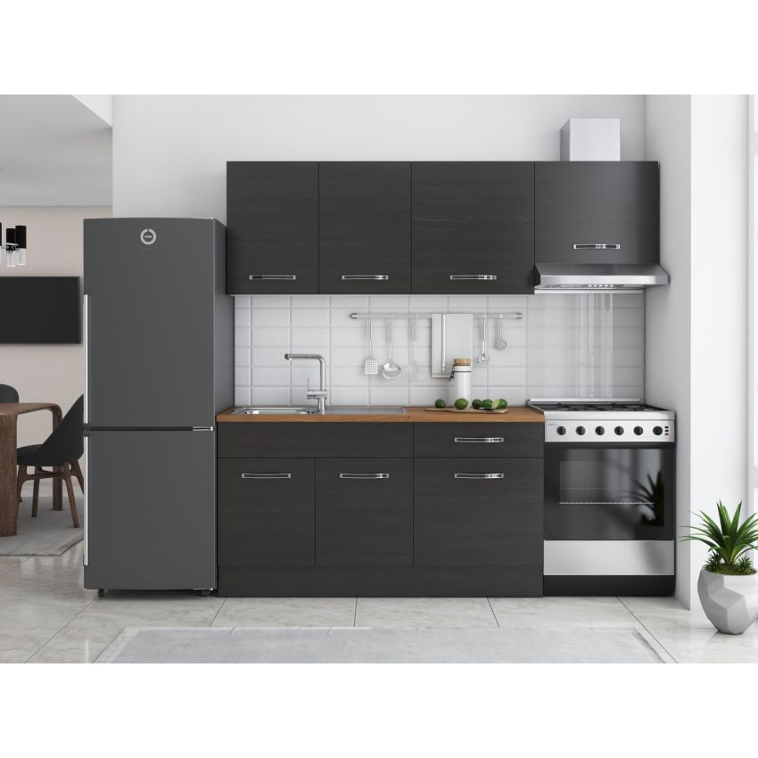Bucatarie Sofia 200 cm, Wenge, Blat termic nuc, Corp hota