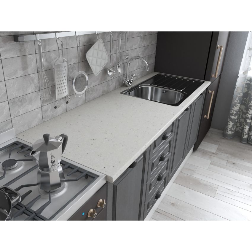 Bucatarie maya 180 cm, gri uni structo, blat kastamonu mersin 28 mm, fronturi mdf