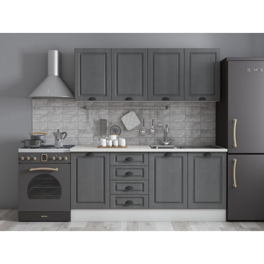 Bucatarie maya 180 cm, gri uni structo, blat kastamonu mersin 28 mm, fronturi mdf