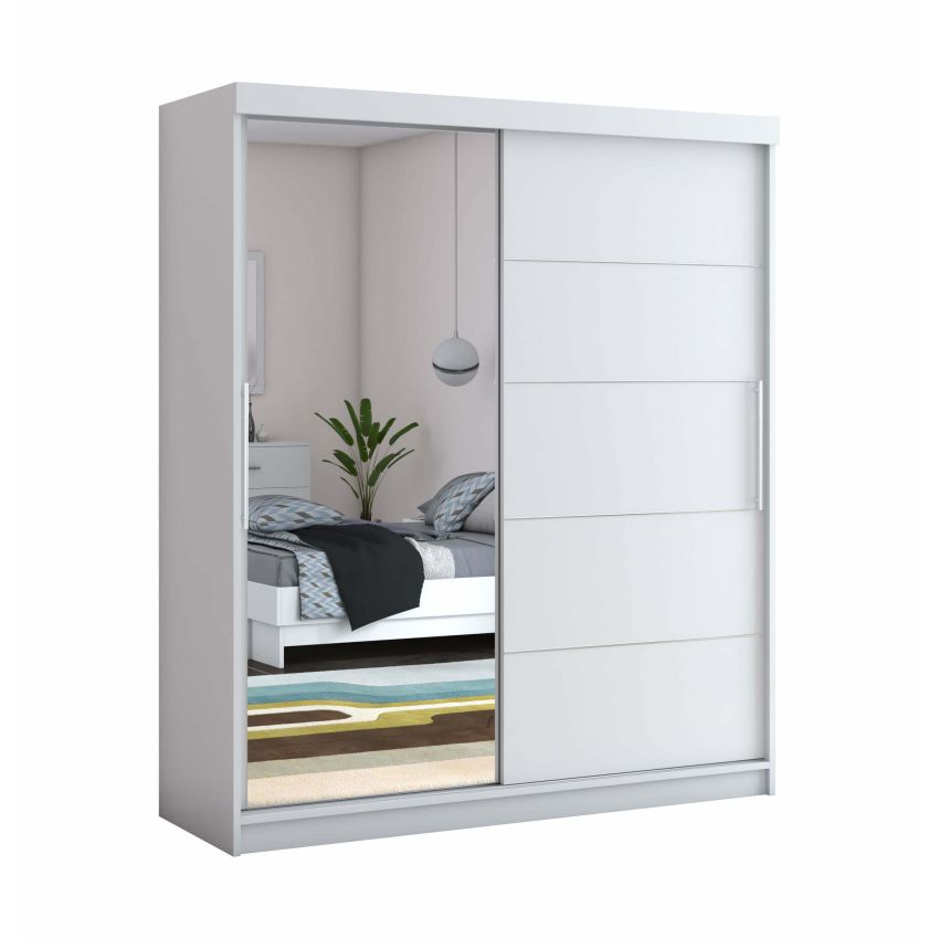 Dressing Beta alb 180x200x58 cm cu oglinda