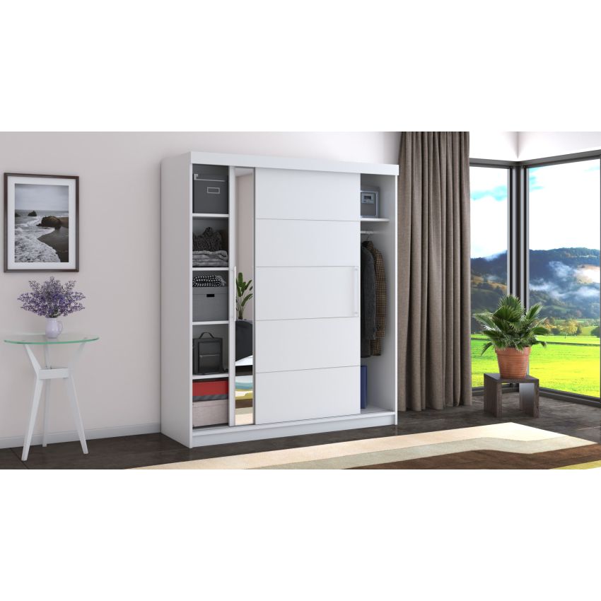 Dressing Beta alb 180x200x58 cm cu oglinda