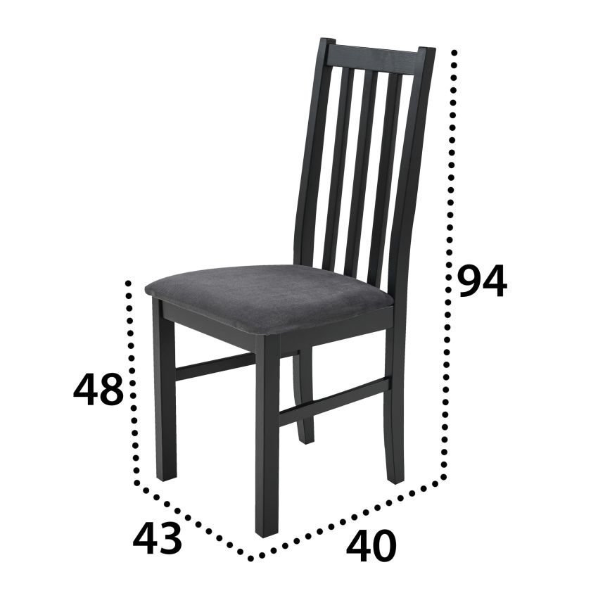 Scaun din lemn masiv de fag tapitat cu stofa s-38 boss10 cz 26 x, negru