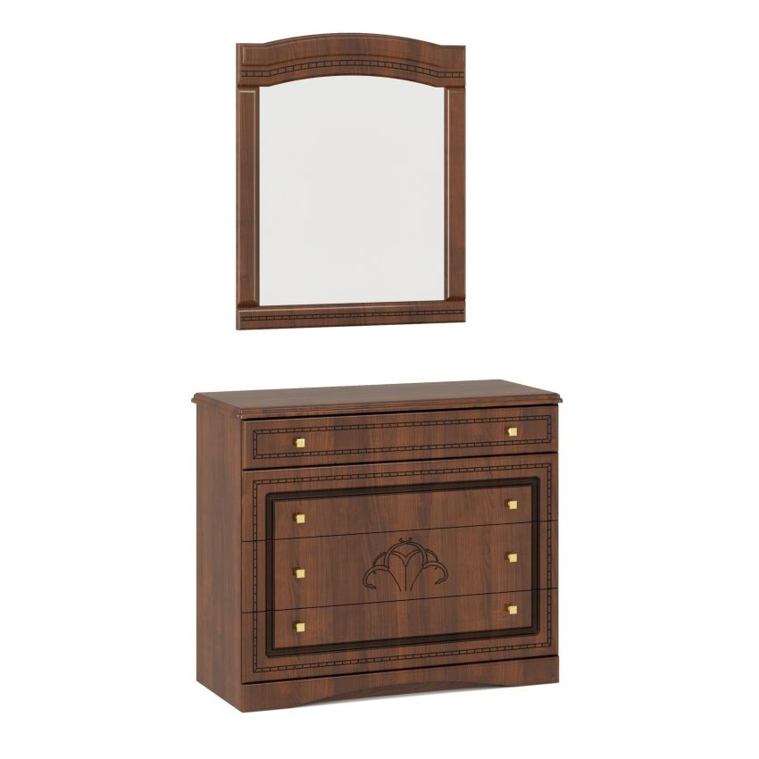 Set dormitor Milano, cires, dulap 170 cm, pat 160×200 cm, 2 noptiere, comoda