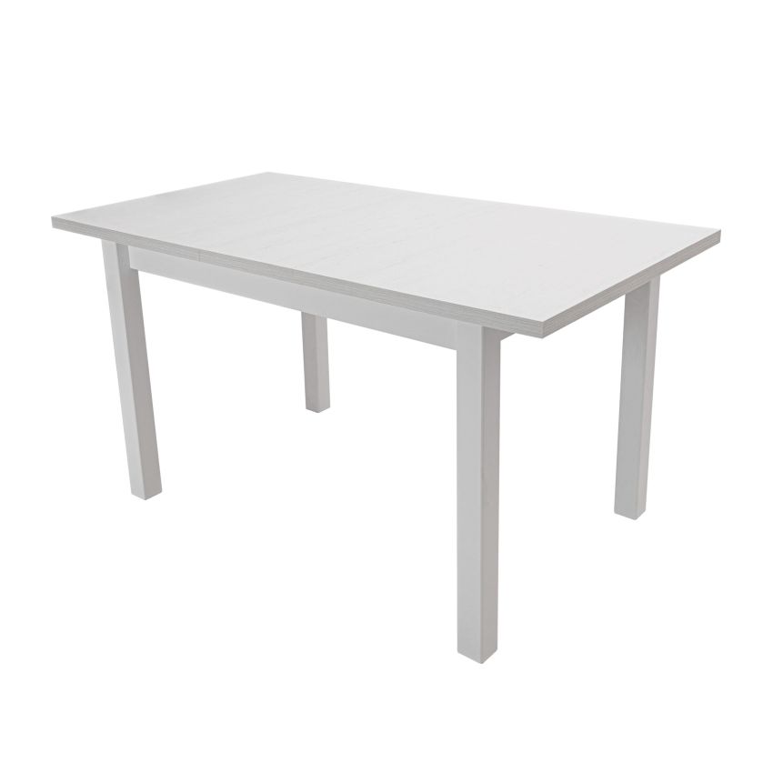Set masa extensibila 120x150 cm cu 4 scaune tapitate, mb-13 max5 si s-104 so, alb, lemn masiv, stofa