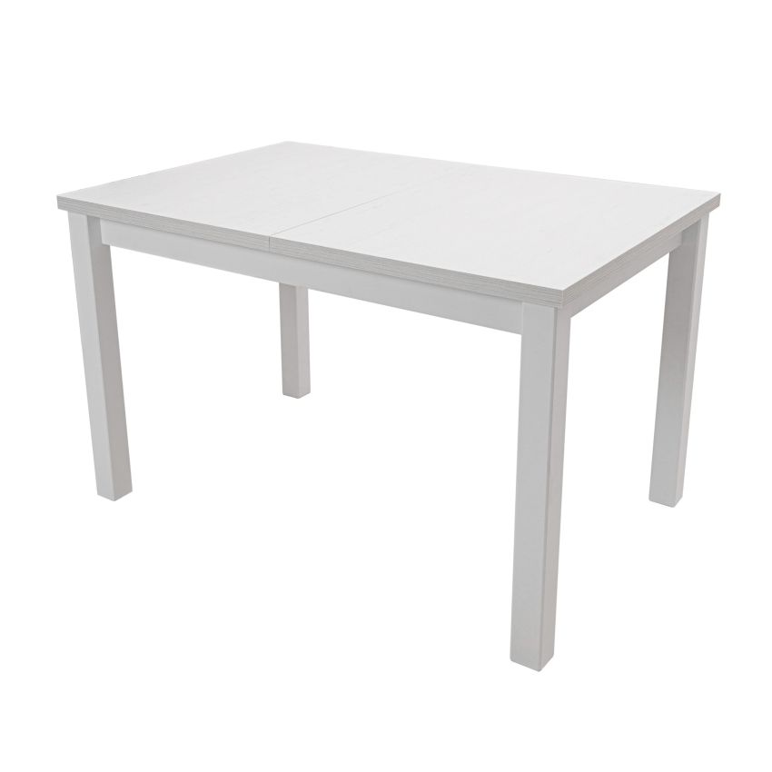 Set masa extensibila 120x150cm cu 4 scaune tapitate, mb-13 max5 si s-37 boss7 b25b, alb, lemn masiv de fag, stofa