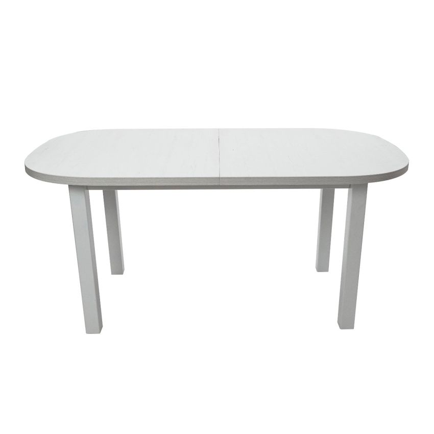 Set masa extensibila 160x200 cm cu 6 scaune tapitate, mb-12 venus1 si s-104 so, alb, lemn masiv, stofa