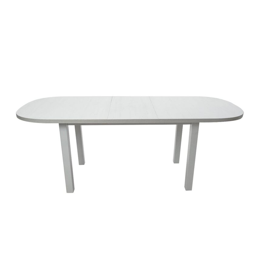 Set masa extensibila 160x200 cm cu 6 scaune tapitate, mb-12 venus1 si s-104 so, alb, lemn masiv, stofa