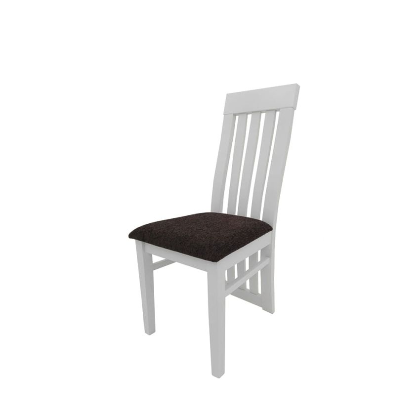 Set masa extensibila 160x200 cm cu 6 scaune tapitate, mb-12 venus1 si s-104 so, alb, lemn masiv, stofa