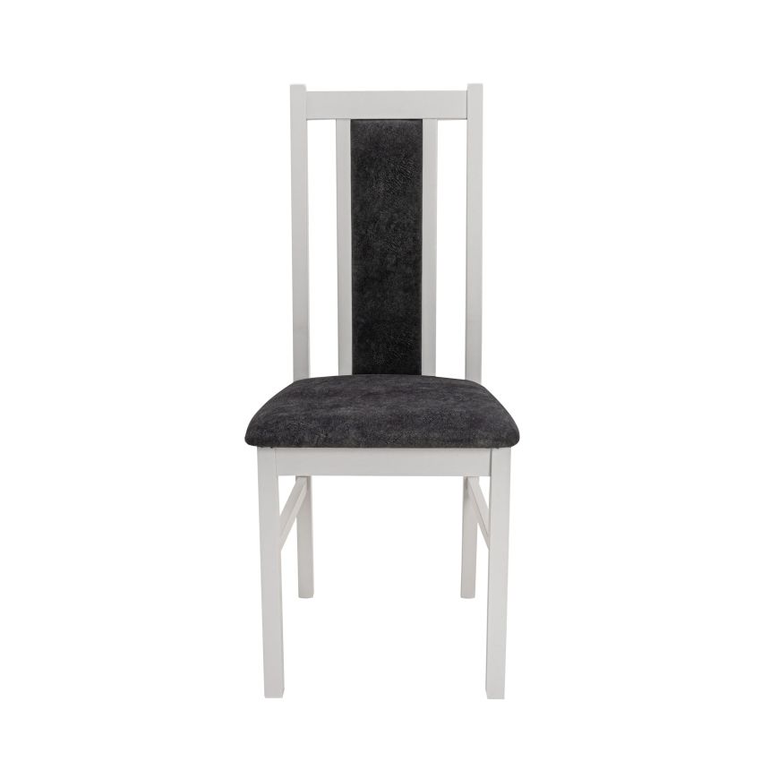 Set masa extensibila 80x110 cm cu 4 scaune tapitate, mb-13 max7 si s-38 boss14 b24b, alb, lemn masiv, stofa