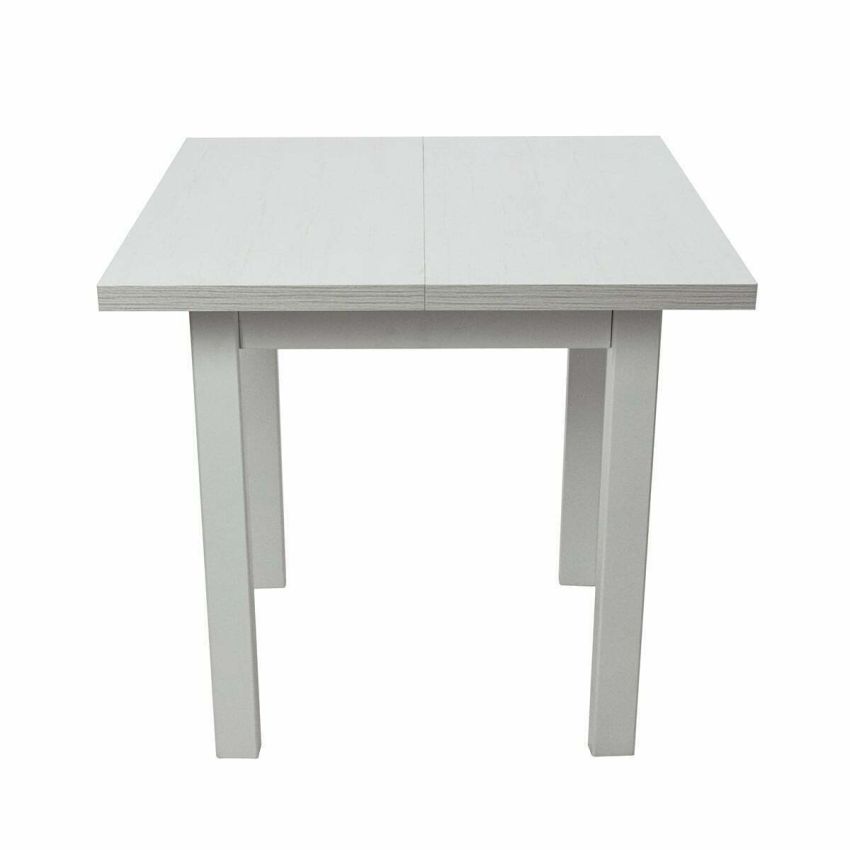 Set masa extensibila 80x110 cm cu 4 scaune tapitate, mb-13 max7 si s-38 boss14 b24b, alb, lemn masiv, stofa