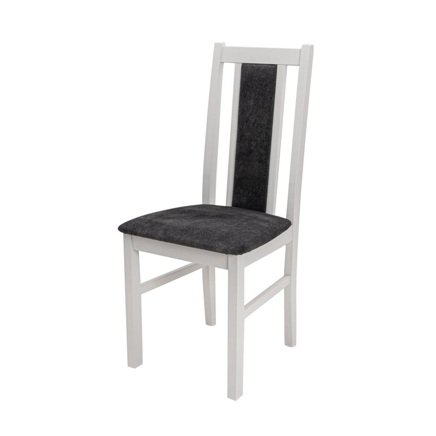 Set masa extensibila 80x110 cm cu 4 scaune tapitate, mb-13 max7 si s-38 boss14 b24b, alb, lemn masiv, stofa