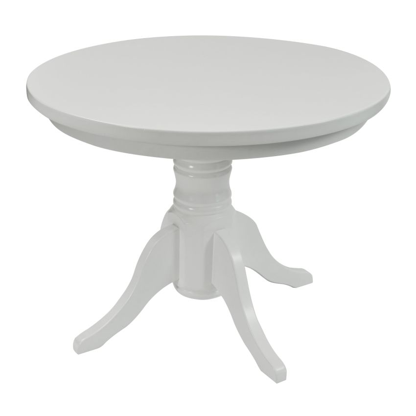 Set masa fixa 100 cm cu 4 scaune tapitate, mb-80 si sonia, alb/negru, lemn masiv, piele ecologica