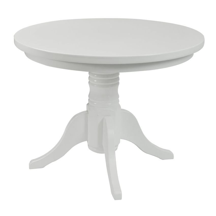 Set masa fixa 100 cm cu 4 scaune tapitate, mb-80 si sonia, alb/negru, lemn masiv, piele ecologica