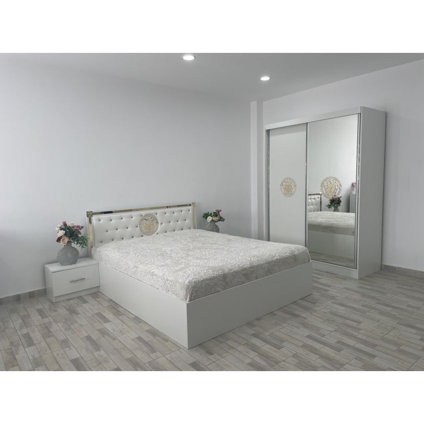 Dormitor Ambra, alb, 160×200 cm