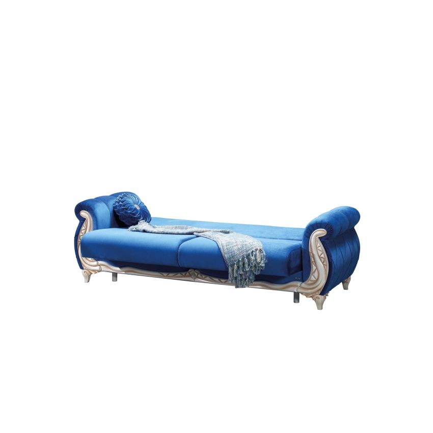 Canapea extensibila saray cu 2 locuri, 192x94x96 cm, culoare albastru, material stofa