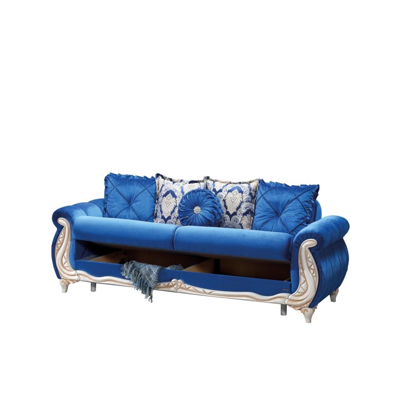 Canapea extensibila saray cu 2 locuri, 192x94x96 cm, culoare albastru, material stofa