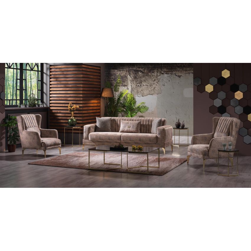 Set canapea extensibila cu 3 locuri si 2 fotolii intra