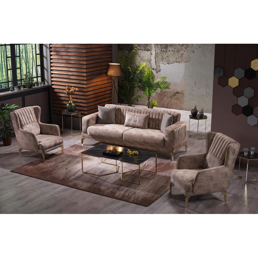 Set canapea extensibila cu 3 locuri si 2 fotolii intra